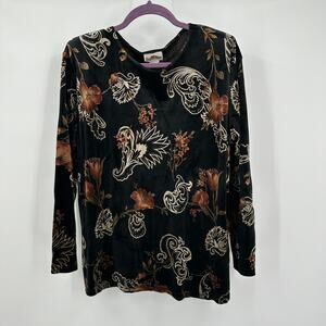 Superline Womens One Size‎ Vintage Velvet Top Boho Whimsigoth Floral Scroll